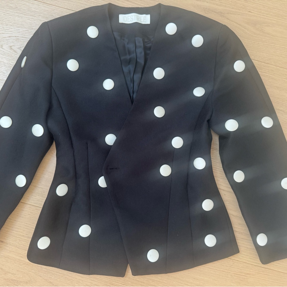 DESTREE Aloise Black and White Polka Dot Blazer Size Small